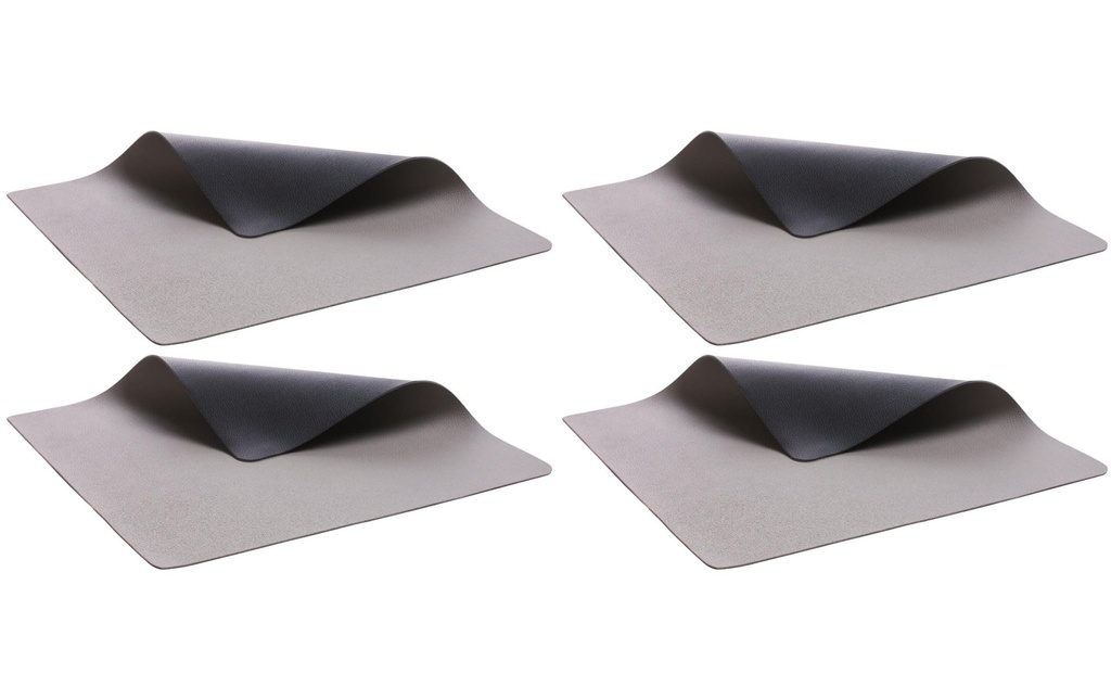 Bitz Set de table 33 cm x 46 cm, 4 pièces, Noir/Gris