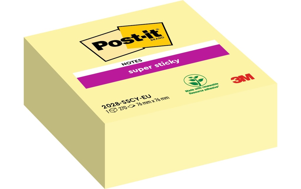 Post-it Notes de recyclage 3M Super Sticky Jaune