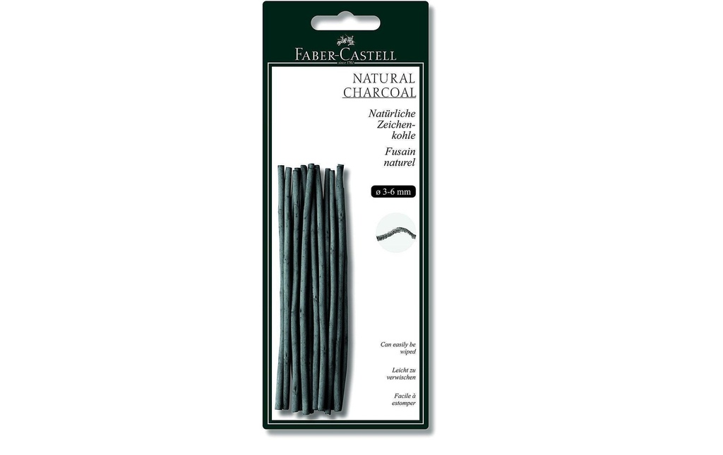 Faber-Castell Charbon à dessin Faber-Castell PITT Monochrome 12 pièces