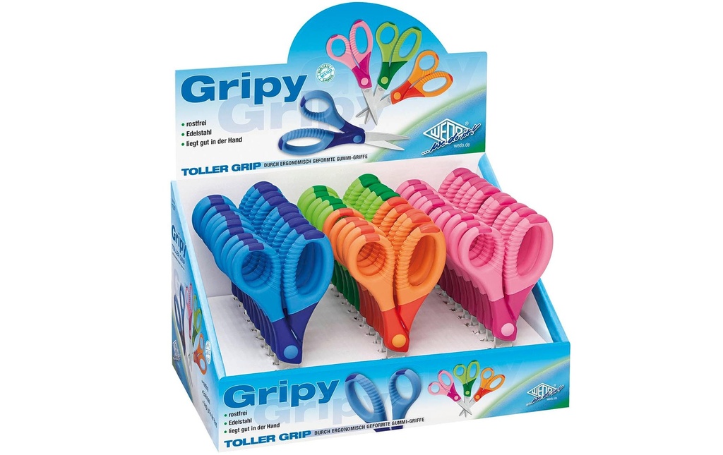 WEDO Ciseaux pour enfants Gripy Présentoir avec 30 ciseaux pour enfants