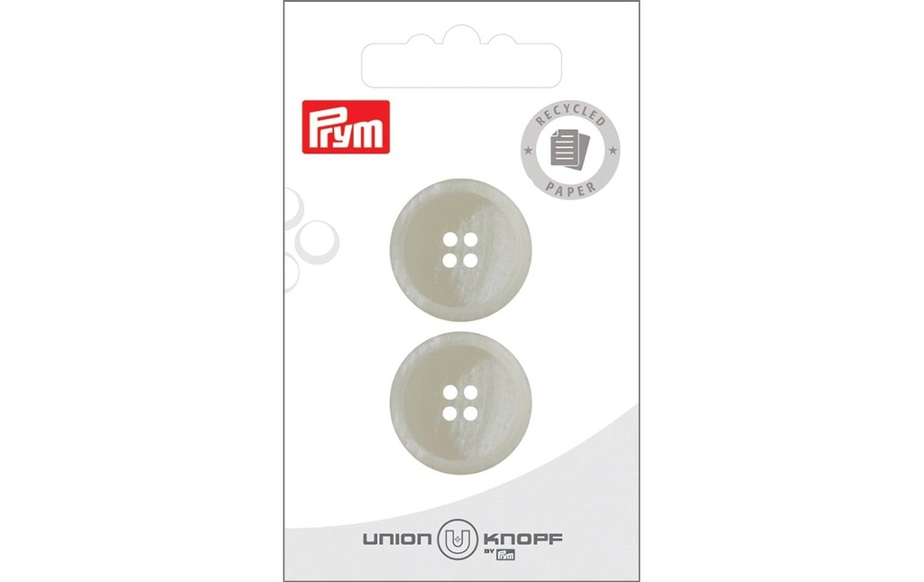 Prym Union Knopf Boutons papier/polyester 23 mm, 2 pièces, Crème