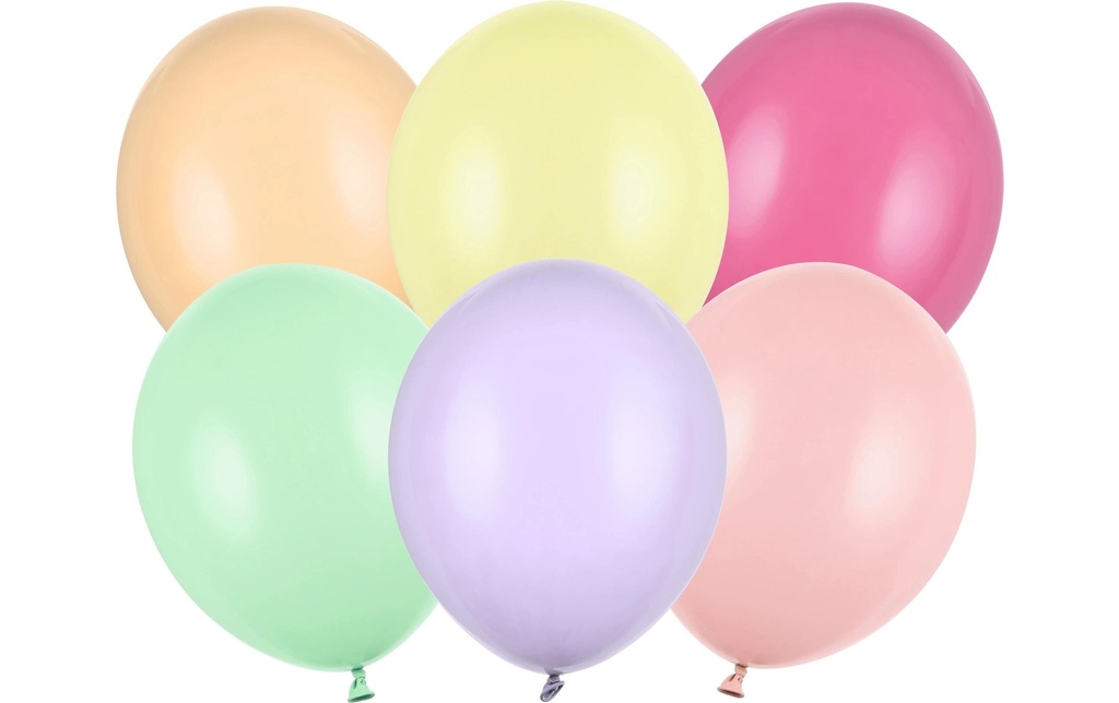 Partydeco Ballon de baudruche Uni Strong Pastel 10 pièces, multicolore, Ø 30 cm