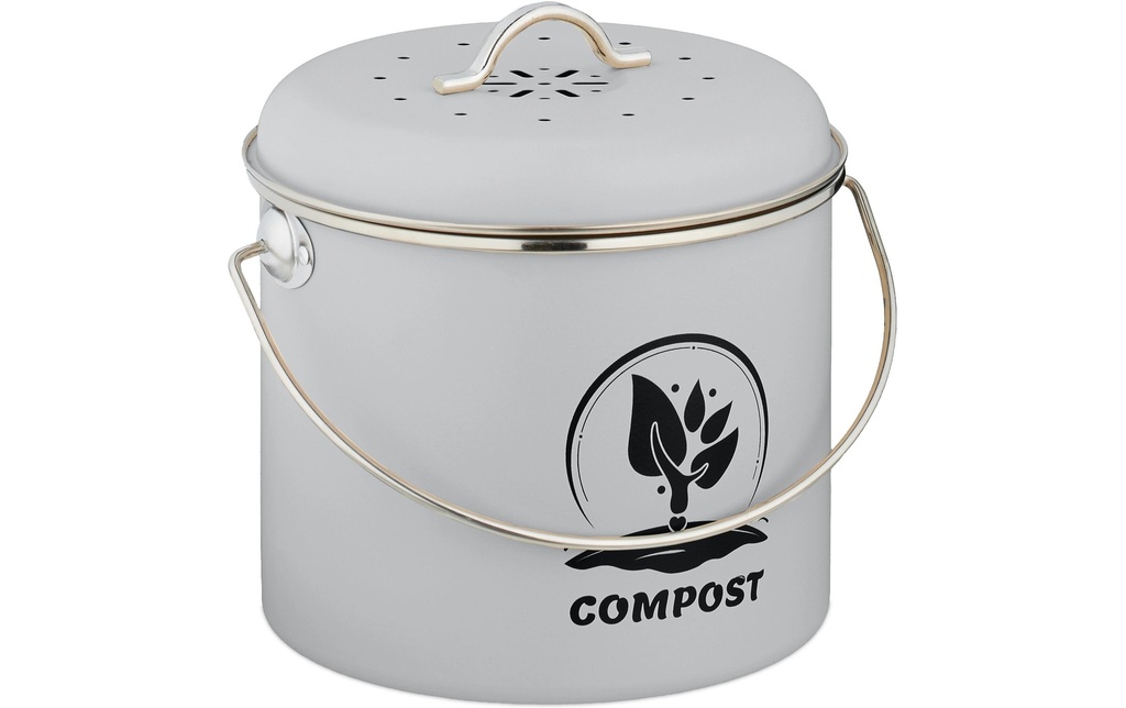 relaxdays Seau à compost 3.5 l, Gris/Argenté