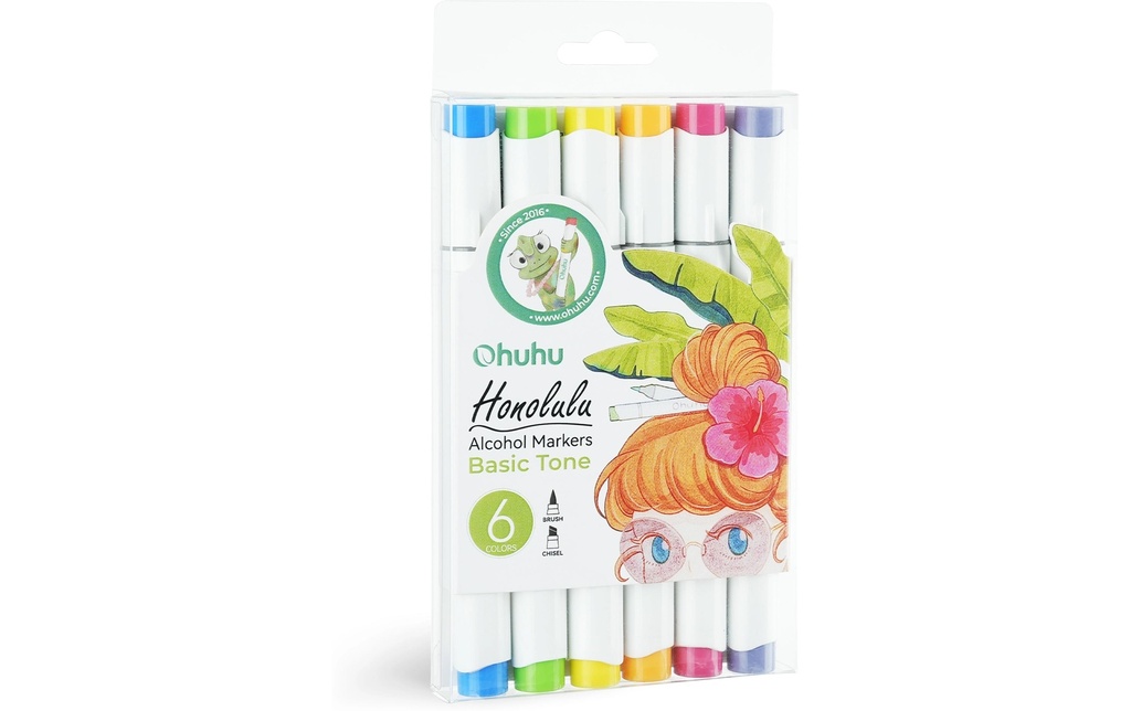 Ohuhu Marqueur indélébile Honolulu 6 pièces, couleurs de base
