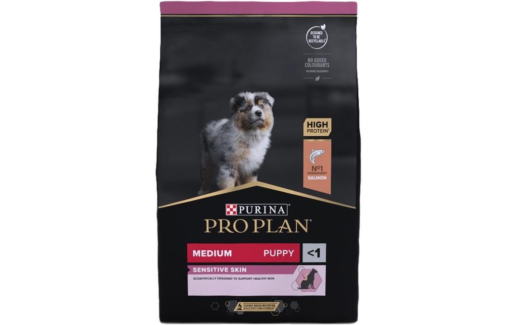 Purina Pro Plan Alimentation sèche M Puppy Sensitive Skin Saumon, 3 kg