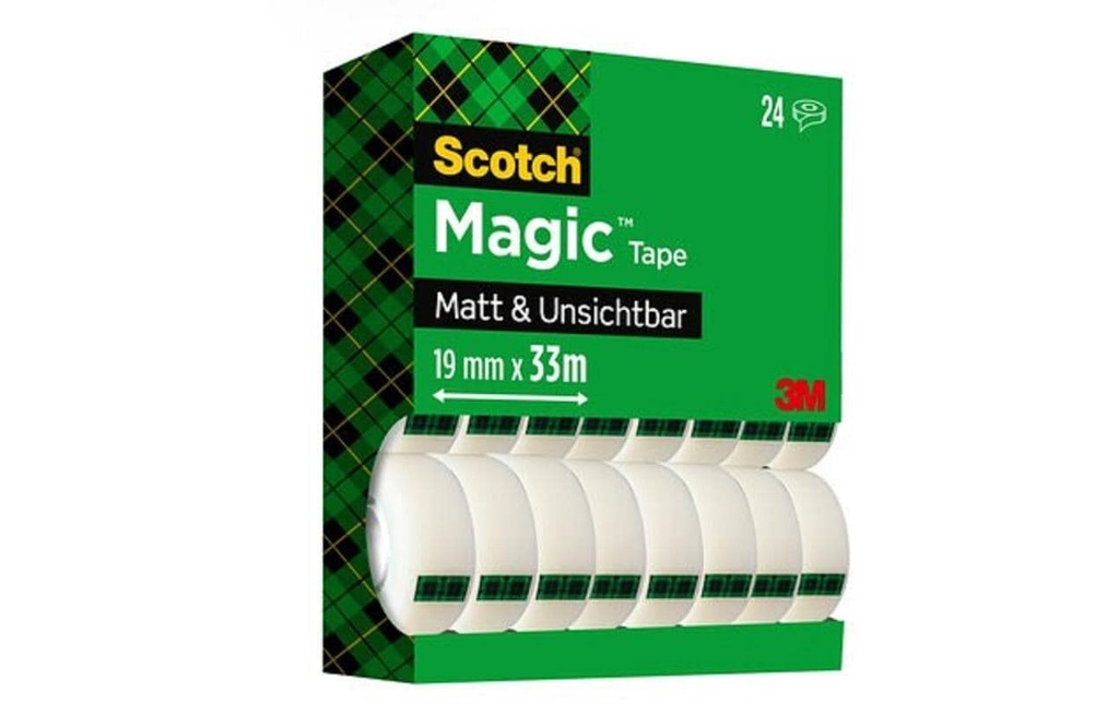Scotch Ruban adhésif Magic 1.9 cm x 33 m 24 rouleaux