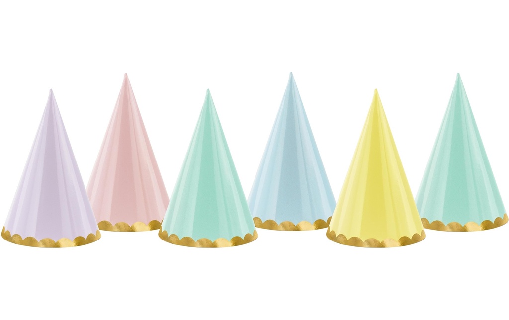 Partydeco Chapeaux de fête Yummy couleur pastel, 16 x 10 cm, 6 pièces