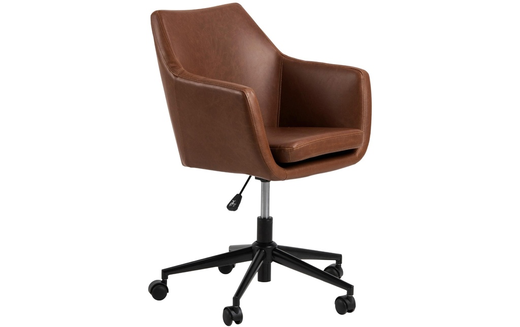 AC Design Chaise de bureau Nora, avec dossier rembourré et accoudoirs, cognac