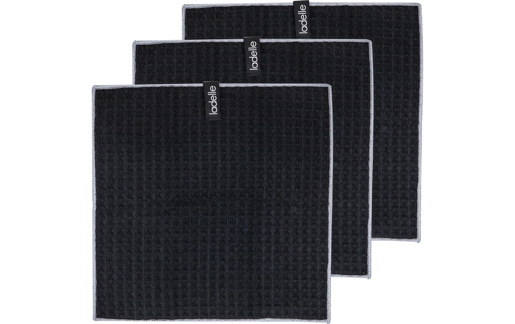 Ladelle Torchon à vaisselle Mega Waffle Black, 3 pièces