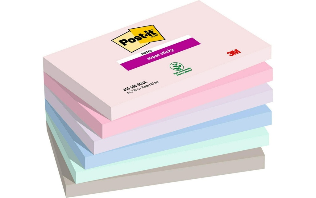 POST-IT Super Sticky Notes 655 Soul (6 pces)