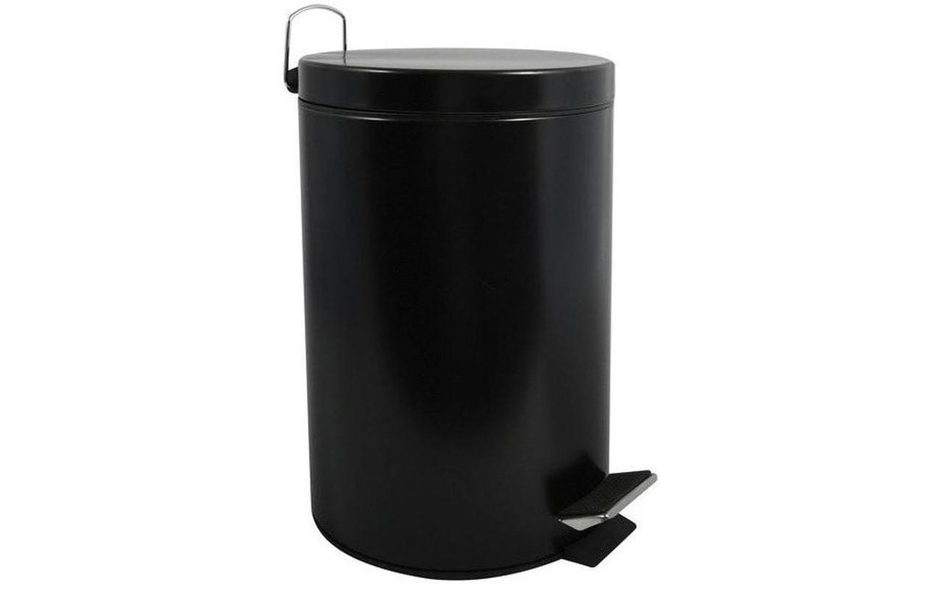 MSV Poubelle à pédale 12 l, Noir/Noir mat