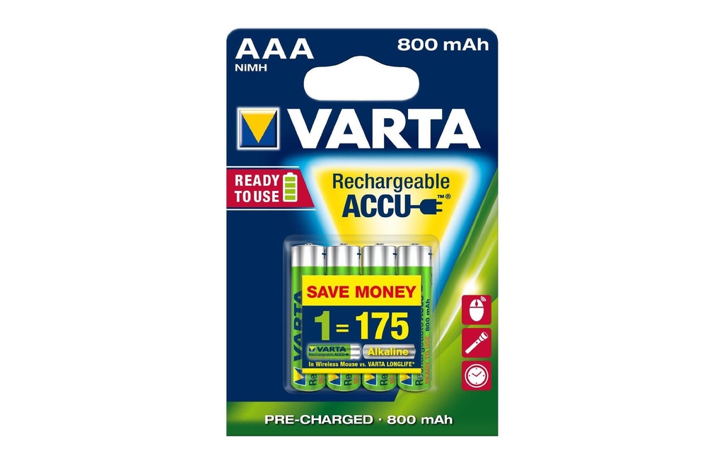 Varta Batterie Pre-Charged NiMH AAA 800 mAh, 4 Pièce/s