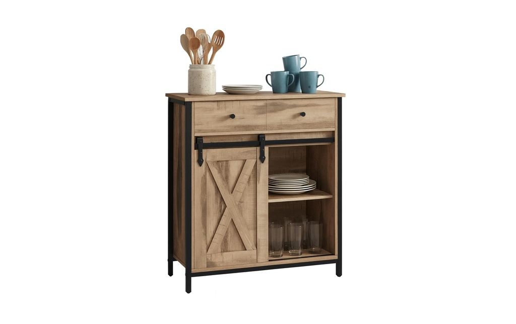 relaxdays Buffet 80 x 70 x 30 cm brun clair/noir