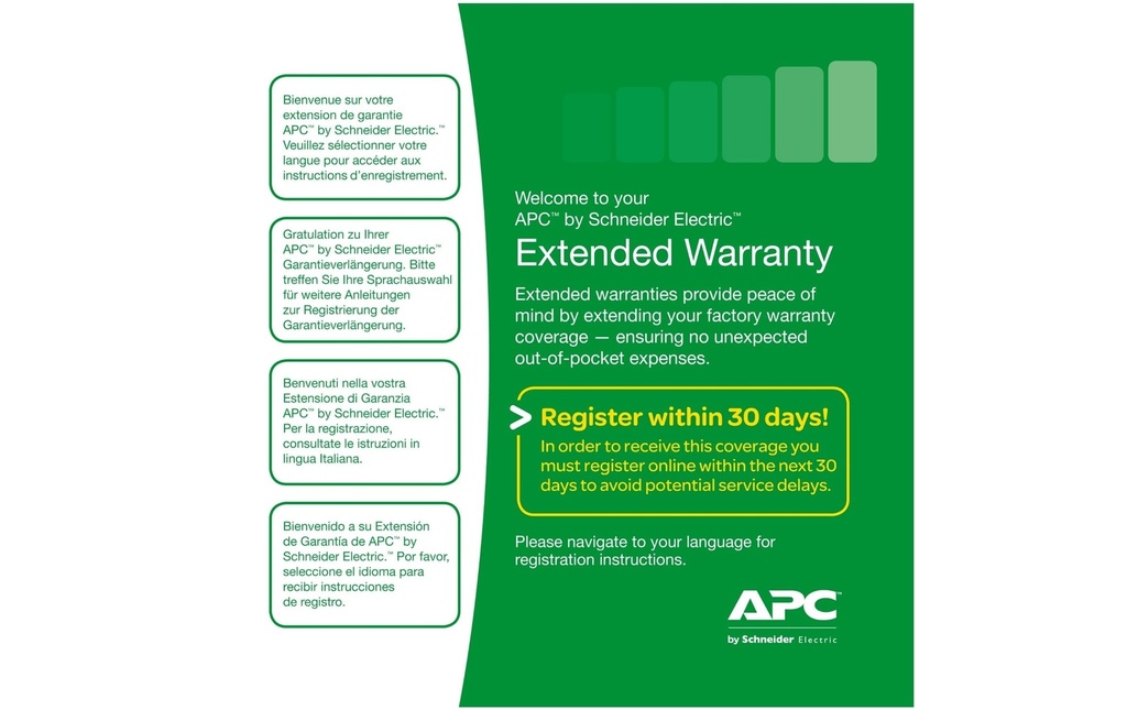 APC Extension de garantie WBEXTWAR1YR-SE-01 1 an