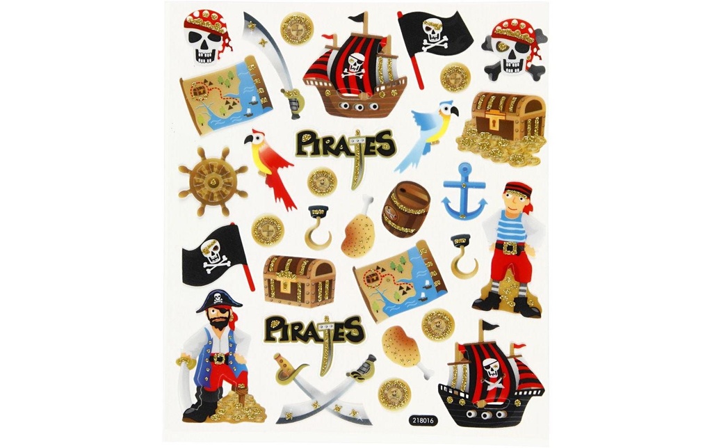 Creativ Company Autocollant à motif Pirate 1 feuille, Multicolore
