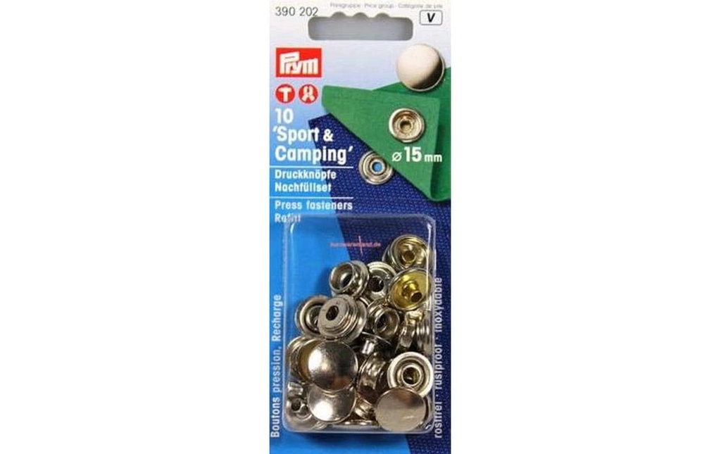 Prym Boutons poussoirs Anorak Argent, 15 mm