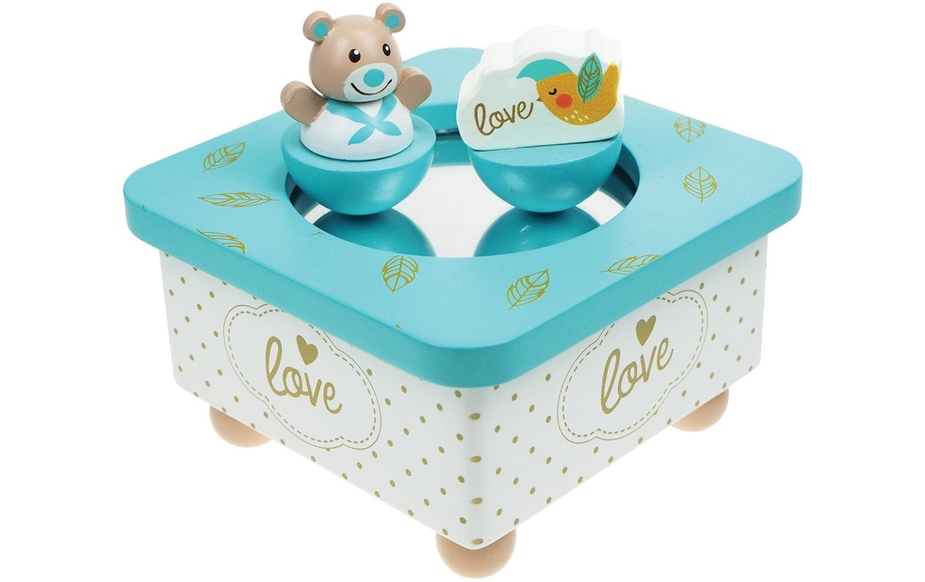 Spielba Holzspielwaren Boîte à musique Ours doré bleu