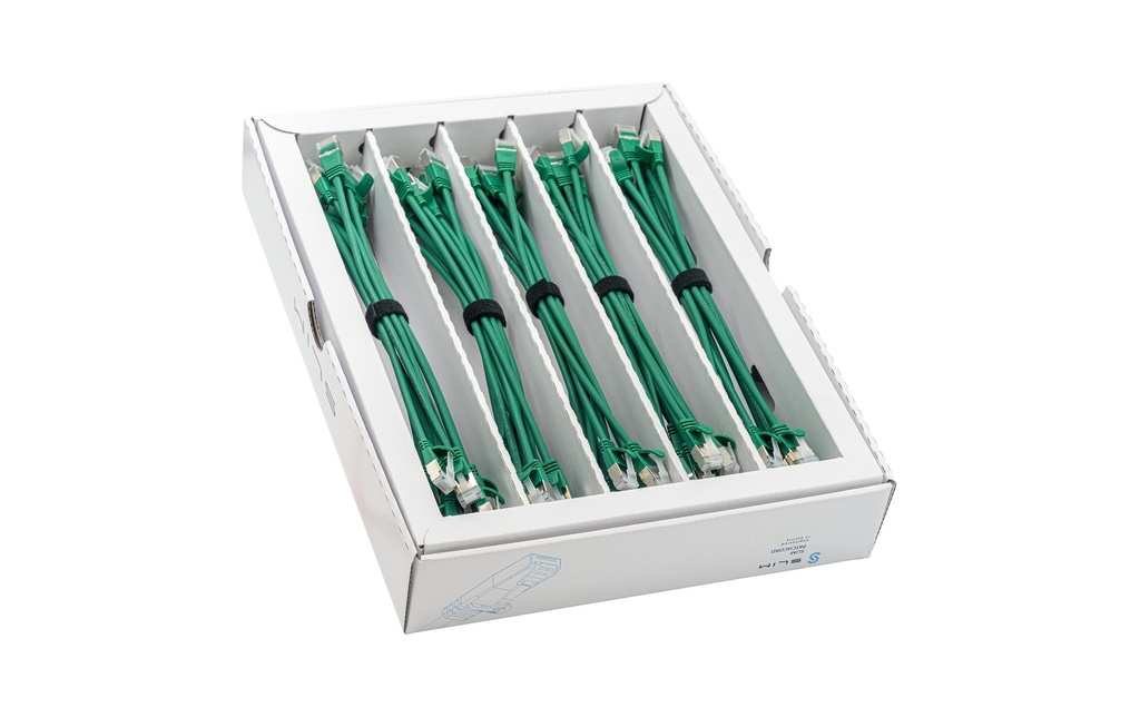SLIM Câble patch slim RJ-45, Cat 6A, U/FTP, 0.25 m, Vert, 50-Pack