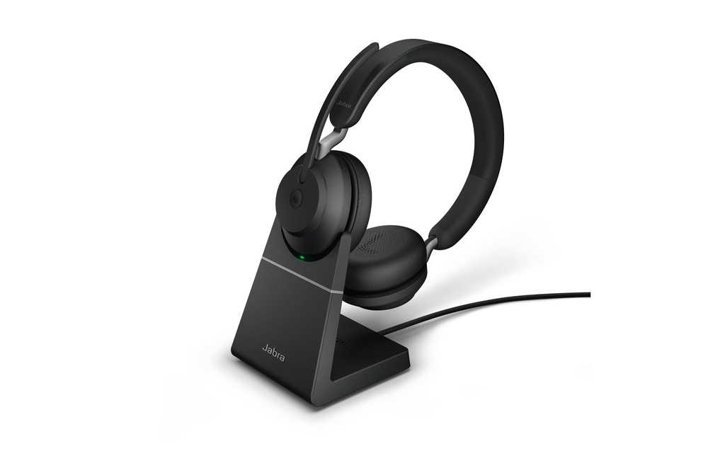 Jabra Écouteurs Evolve2 65 Duo MS Noir, USB-A, avec station de chargement