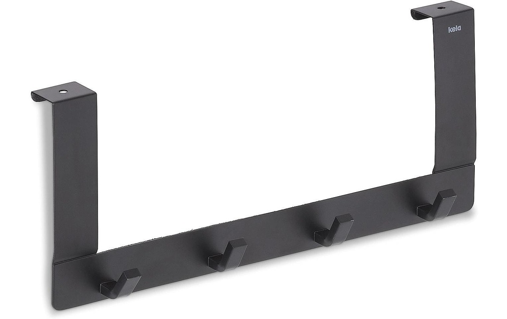 Kela Accroche-porte Colgar 4 crochets, Noir