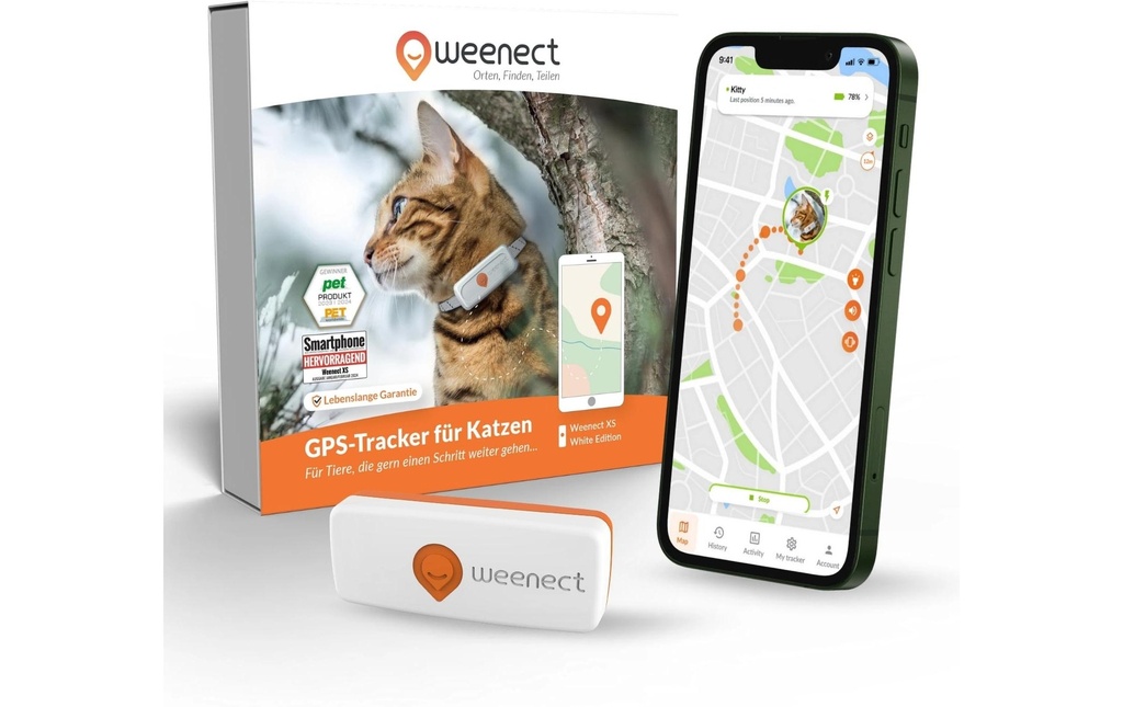 Weenect Traqueur GPS XS pour les chats, Blanc