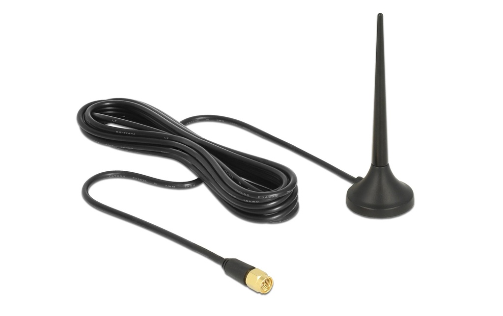 Delock Antenne LTE/LoRA SMA 0.8-2.4GHz 9 cm SMA 3 dBi Rayonnement omni directionnel