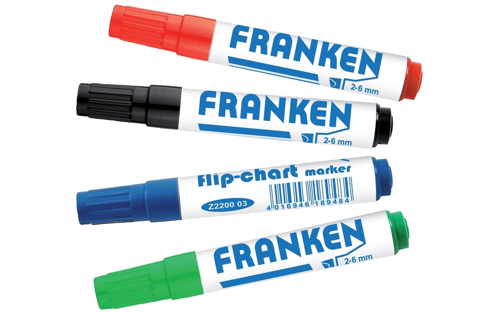 Franken Marqueur pour flipchart 4 pièces, rouge/vert/bleu/noir