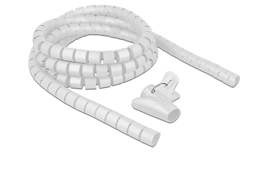 Delock Tuyau en spirale avec outil de rétraction, 2.5 m x 25 mm Blanc