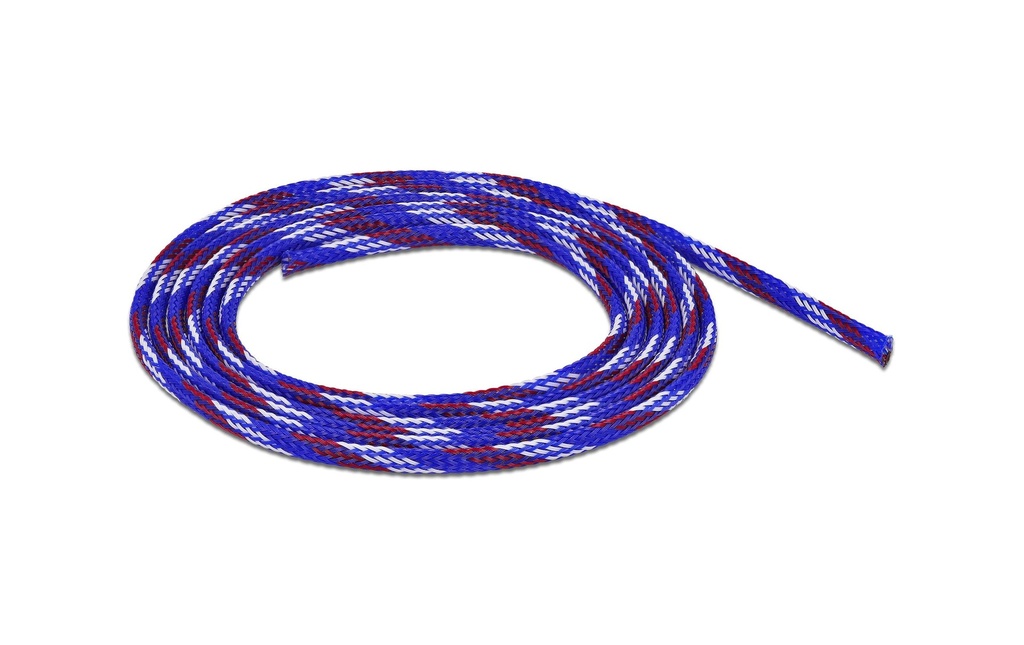 Delock Gaine de câble extensible, 2 m x 6 mm Bleu Rouge Blanc