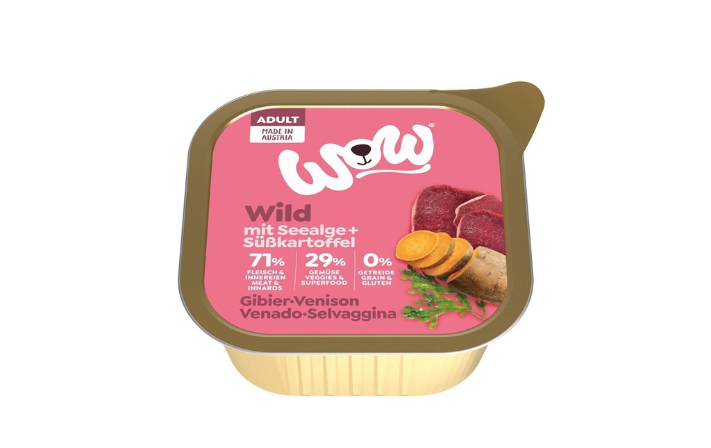 WOW Alimentation humide Adult Wild Barquette 150g