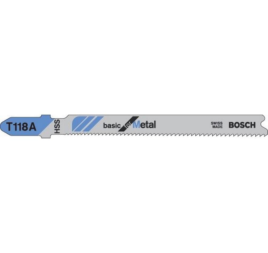Bosch Professional Jeux de lames de scie sauteuse T 118 A Basic for Metal, 5 pièces