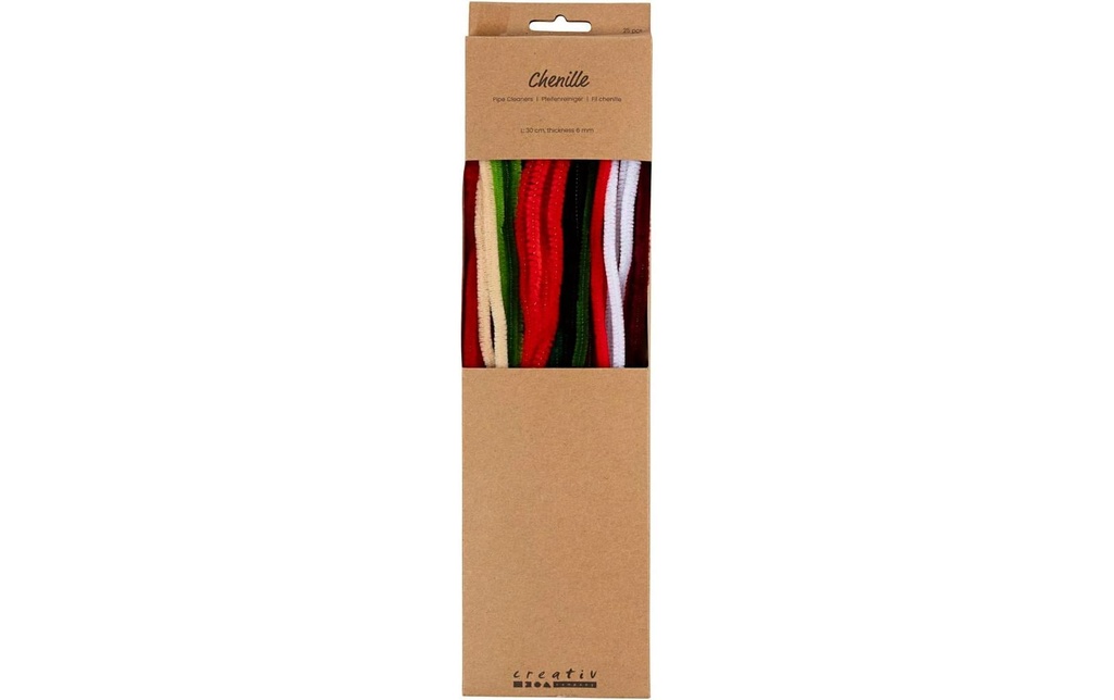 Creativ Company Fil-chenille 25 pièces, couleurs de Noël