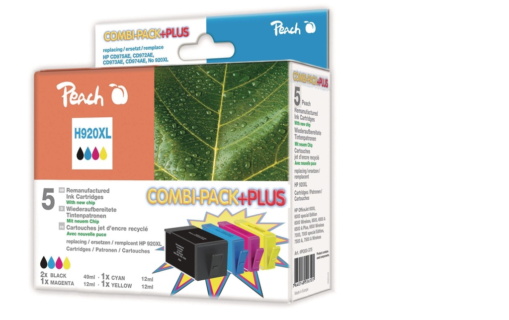 Peach Kits d’encre HP Nr. 920XL C, M, Y, 2x BK