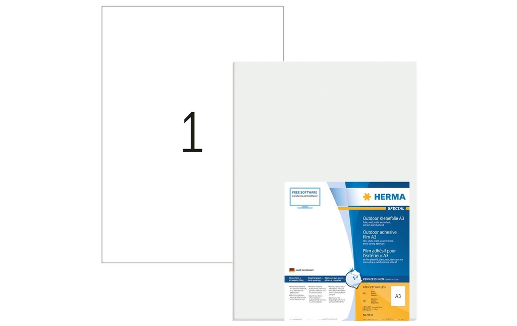 HERMA Labels pour l’extérieur 9544 297 x 420 mm40 labels