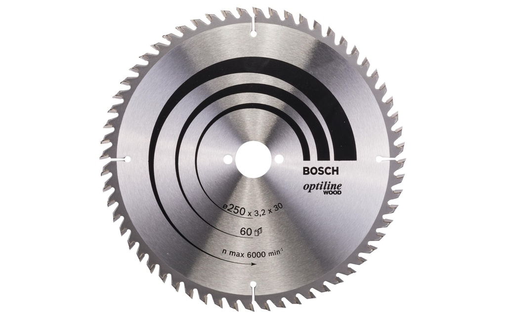 Bosch Professional Lame de scie circulaire Optiline Wood, 250 x 30 x 3.2 mm, Z 60