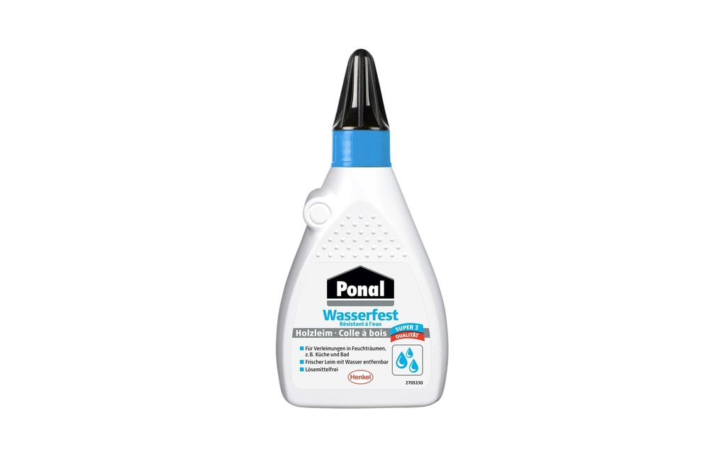 Ponal Colle à bois Super 3 imperméable à l'eau 120 g, Blanc
