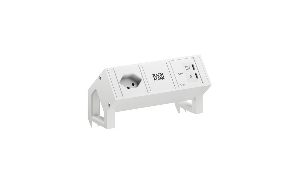 Bachmann Bloc multiprises de table DESK2 1xT13 1xUSB C/C 65W 0.2m RAL9010