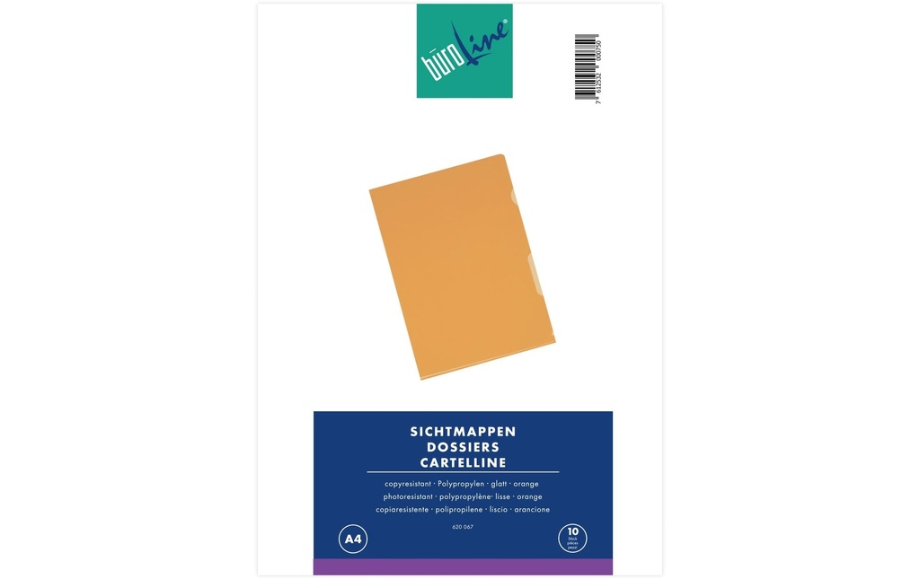Büroline Pochette transparente A4 Orange, 10 pièces