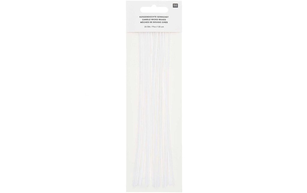 Rico Design Mèches pour bougie ciré 20 cm, 20 pièces, coton