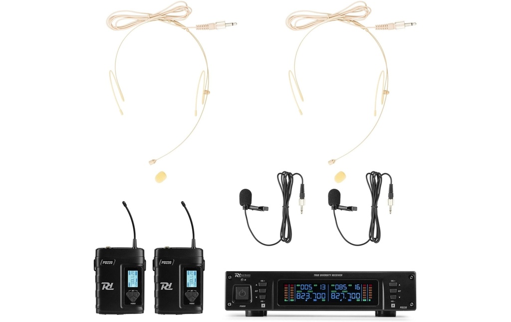 Power Dynamics Systèmes sans fil PD220B Système UHF double 2x 80 canaux noir