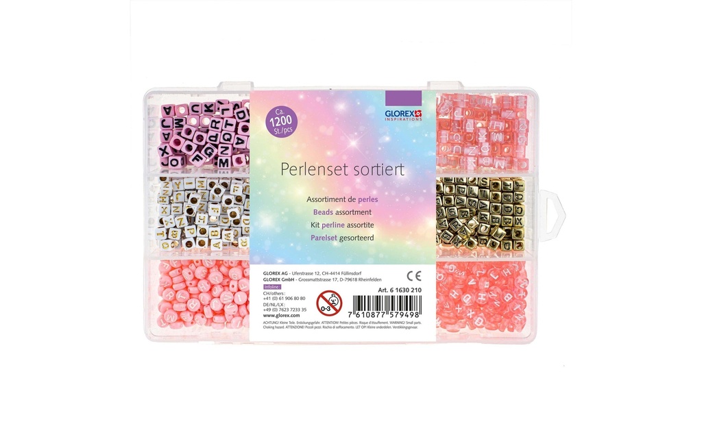 Glorex Kits de perles 1200 pièces, lettres