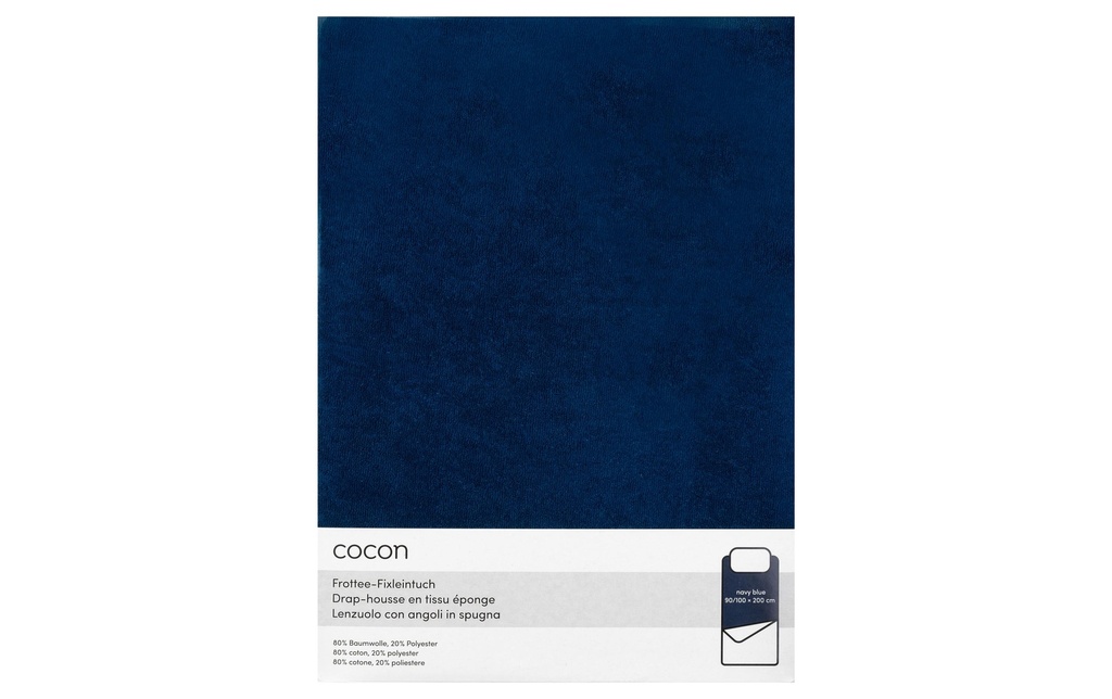 COCON Drap-housse Tissu éponge 90-100 x 200 cm, Bleu marine