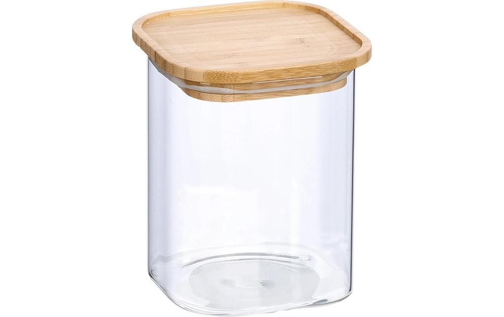Zeller Present Boîte à provisions Couvercle en bambou 0.9 l, Transparent/Brun