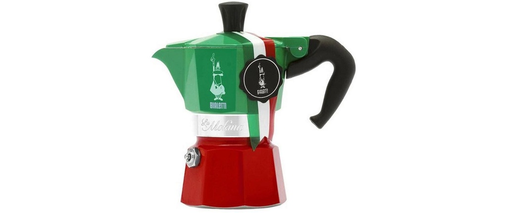 Bialetti Cafetière italienne Mokina Italia 1 tasses, Rouge/Vert/Blanc