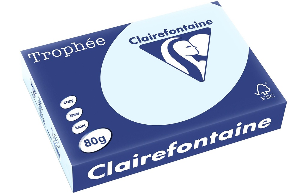 Clairefontaine Papier pour photocopie Trophée A4, 80 g/m², bleu pastel, 500 feuilles