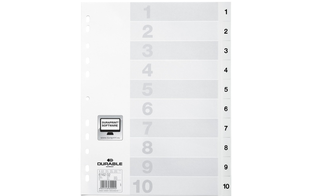 DURABLE Registre A4 1-10, avec feuille d'index