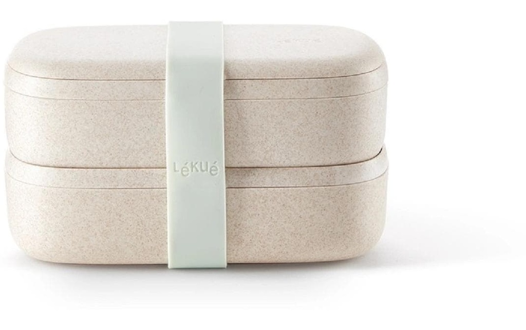 Lékué Boîte casse-croûte To Go Bio, 2 x 0.5 litre, Beige
