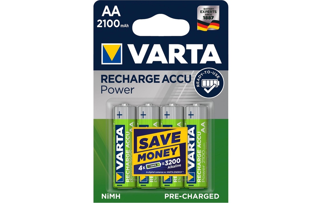 Varta Batterie Power NiMH AA 2100 mAh, 4 Pièce/s