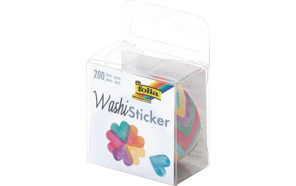 Folia Autocollants en rouleau Washi coeurs, 200 autocollants