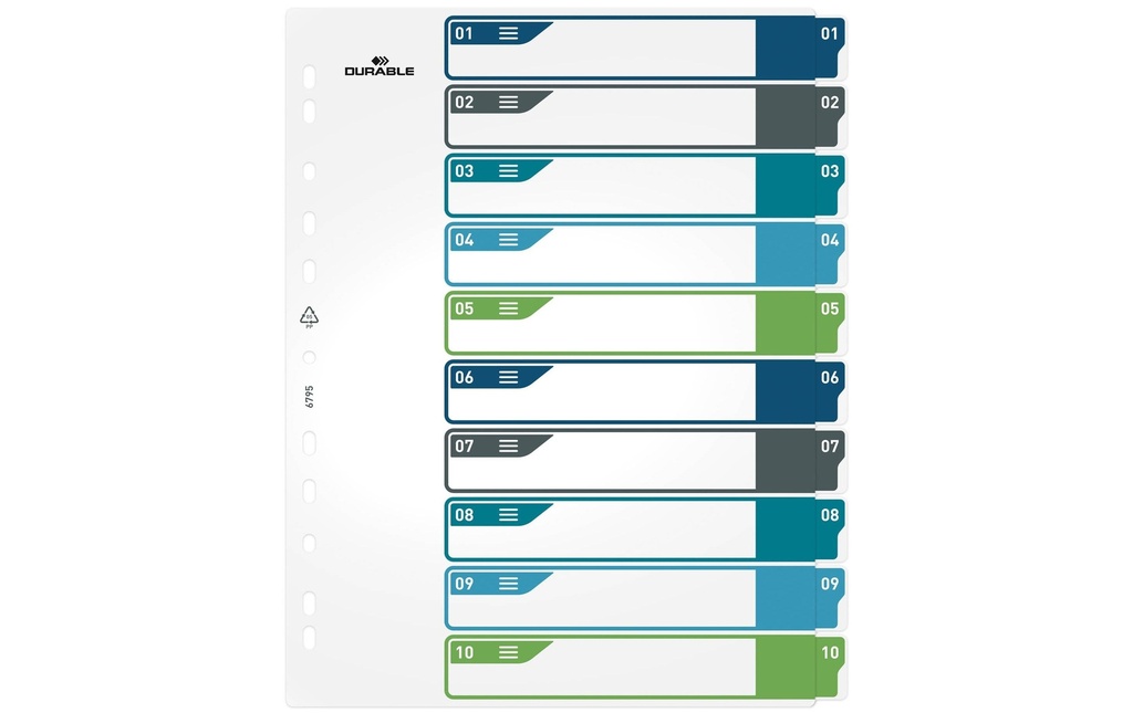 DURABLE Registre A4+, 1-10, 5 couleurs